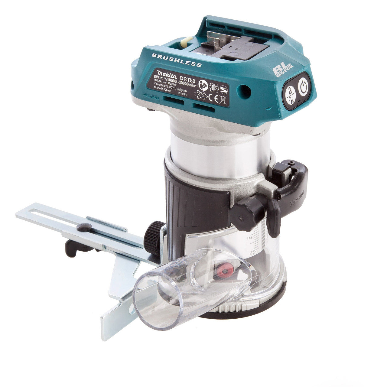 Makita DRT50ZJ 18V Brushless Router/Trimmer (Body Only) with Trimmer Base & Straight Guide in Makpac Case