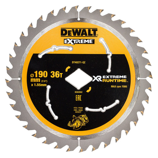 Dewalt DT40271 Extreme Runtime Circular Saw Blade for DCS577 190mm x 36T