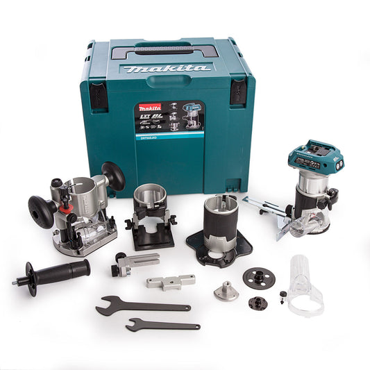 Makita DRT50ZJX3 18V LXT 1/4" Brushless Router/Trimmer with 4 Bases & 2 Guides (Body Only)