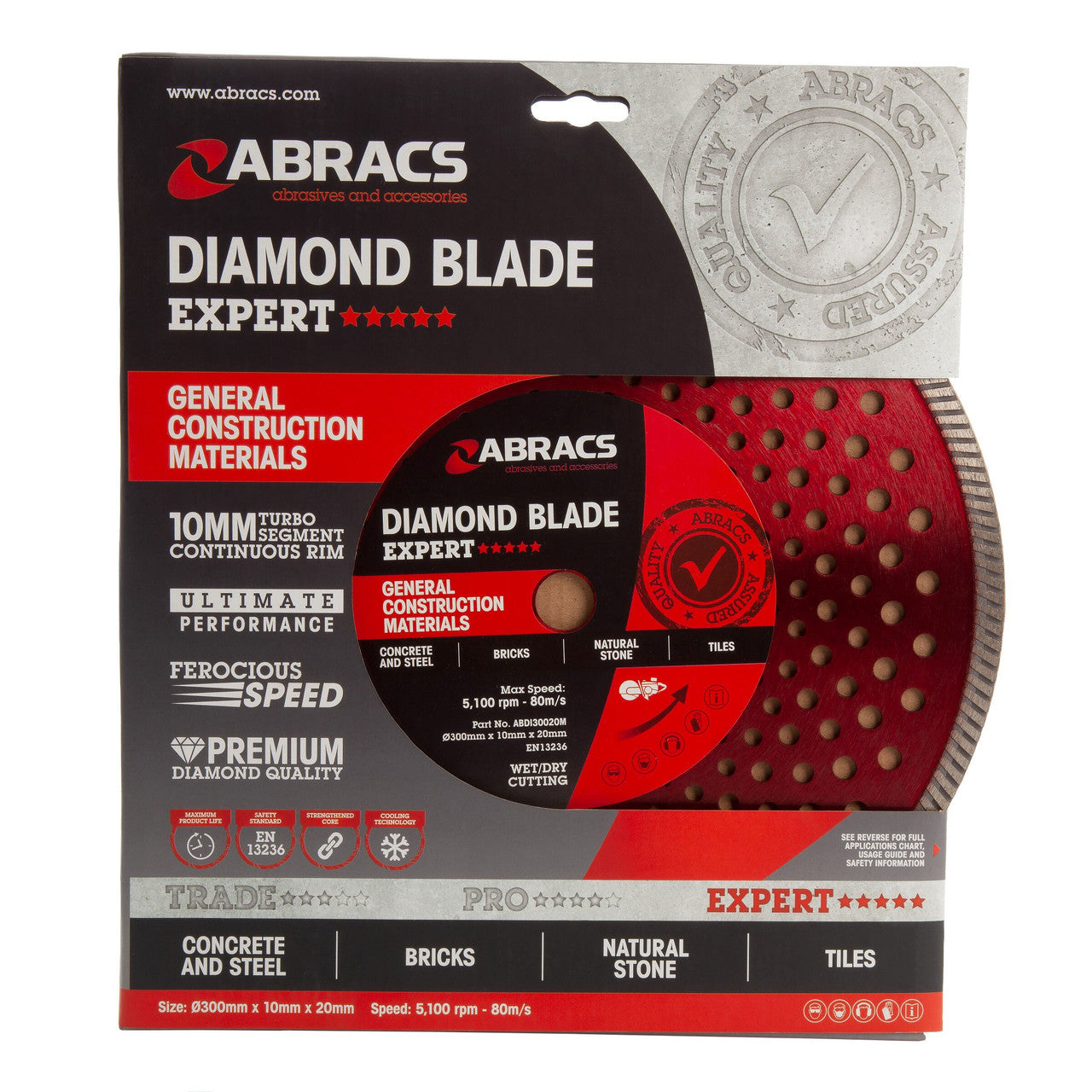Abracs ABDI30020M Expert General Construction Diamond Blade 300mm x 10mm x 20 mm