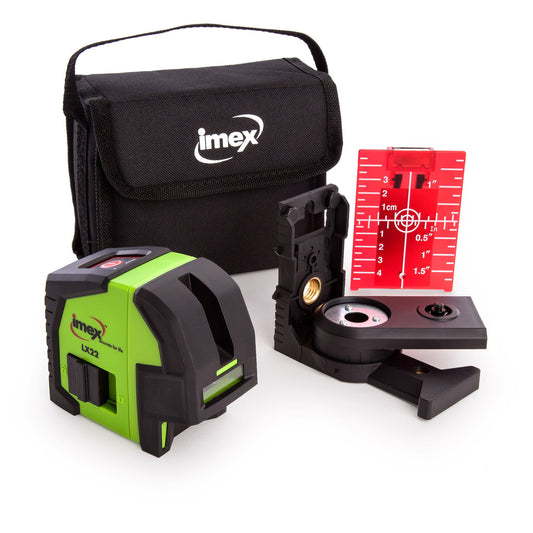 Imex LX22 Cross Line Plumb Red Laser Level with Magnetic Bracket