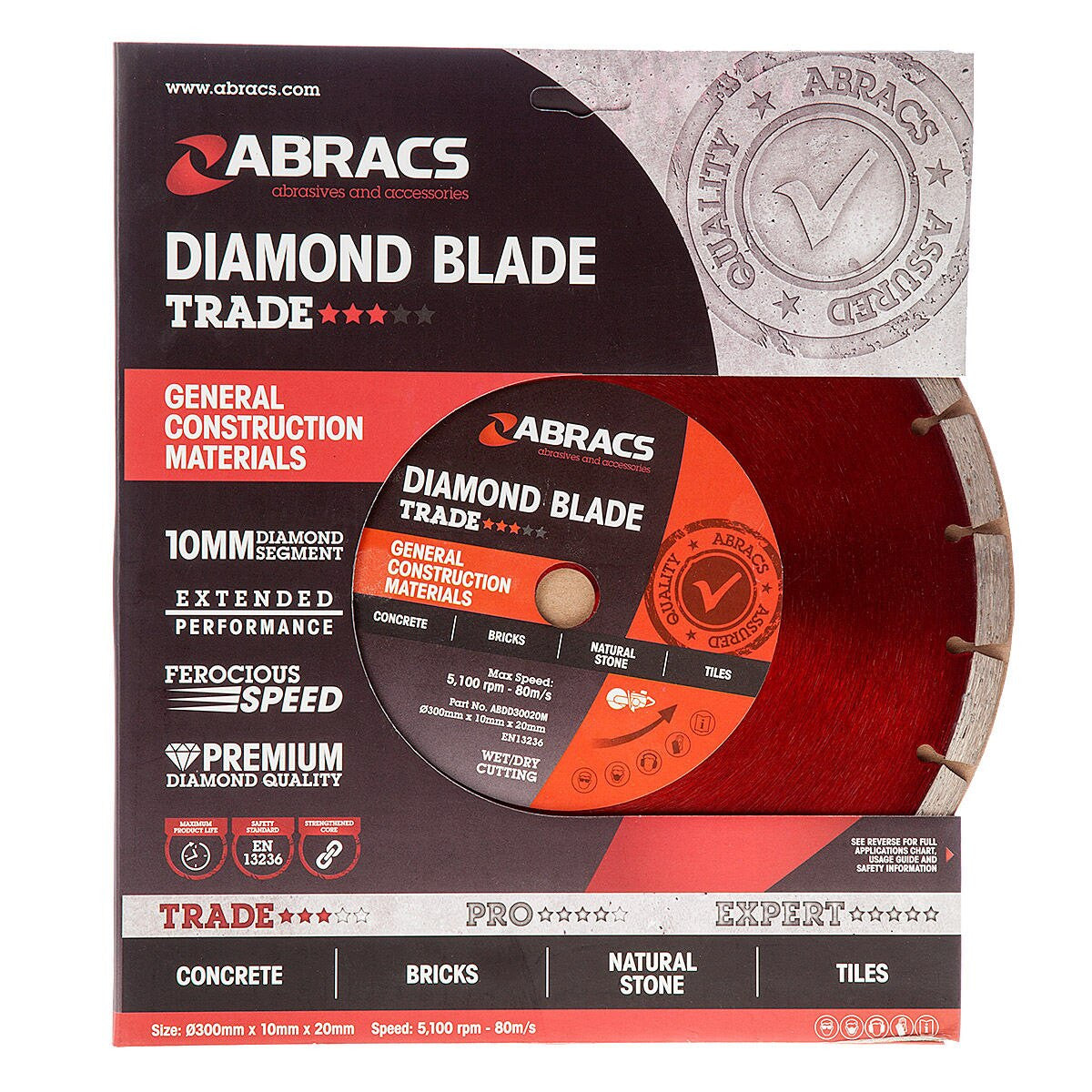 Abracs ABDD30020M Diamond Blade General Purpose 300mm x 10mm x 20mm