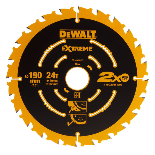 Dewalt DT10304 Extreme Framing Circular Saw Blade for Wood 190 x 30mm x 24T