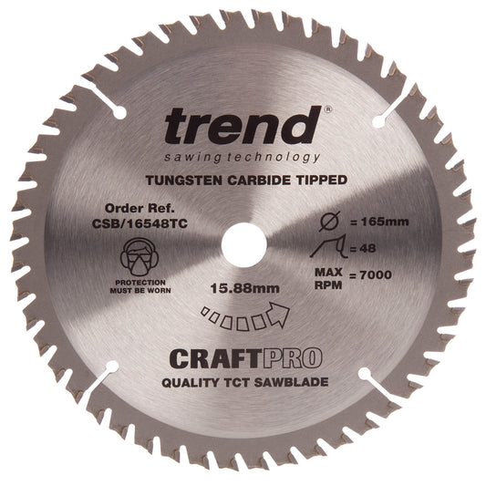 Trend CSB/16548B CraftPro Saw Blade Crosscut 165mm x 20mm x 48T