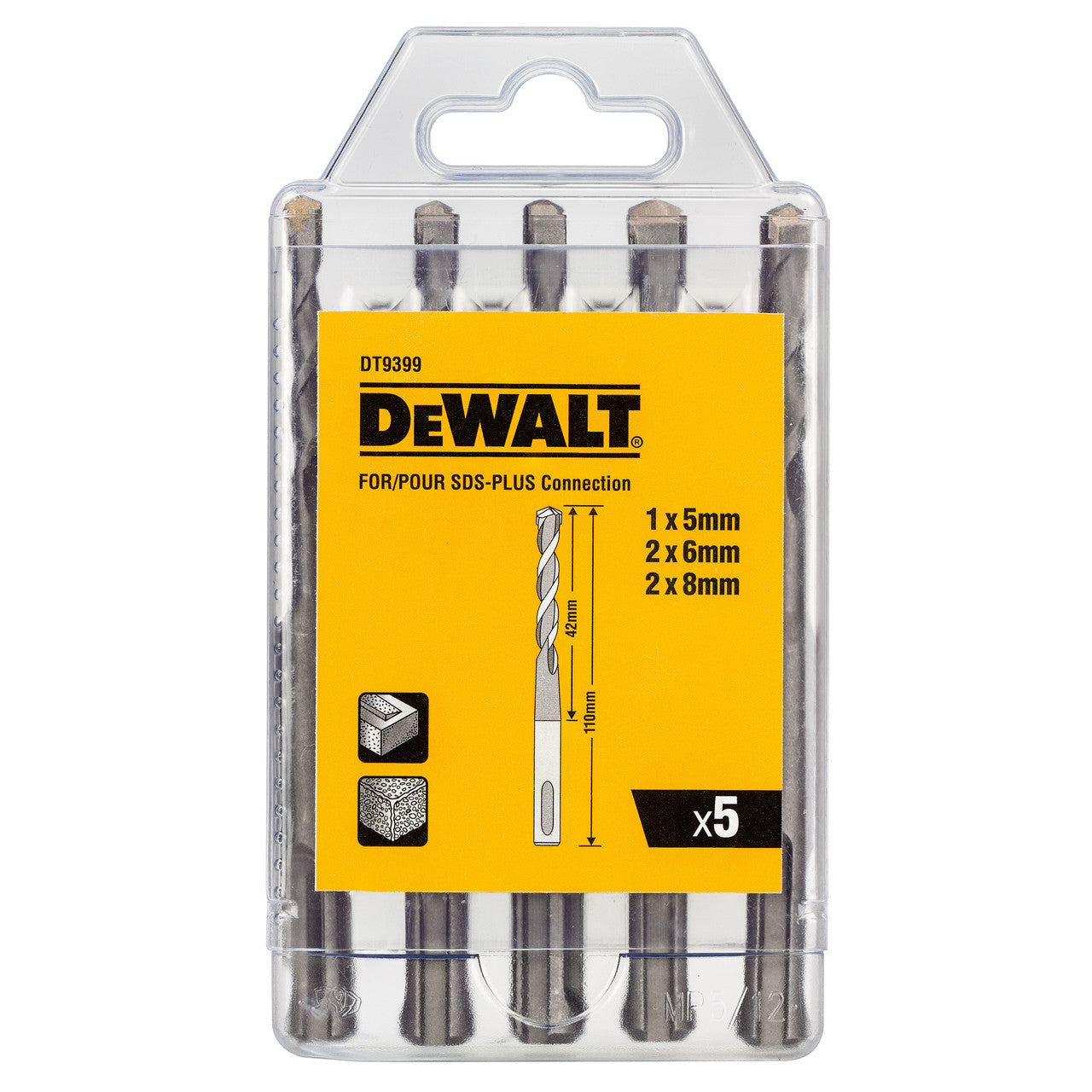 Dewalt DT9399 SDS+ Masonry Drill Bits 5-8mm (5 Piece)