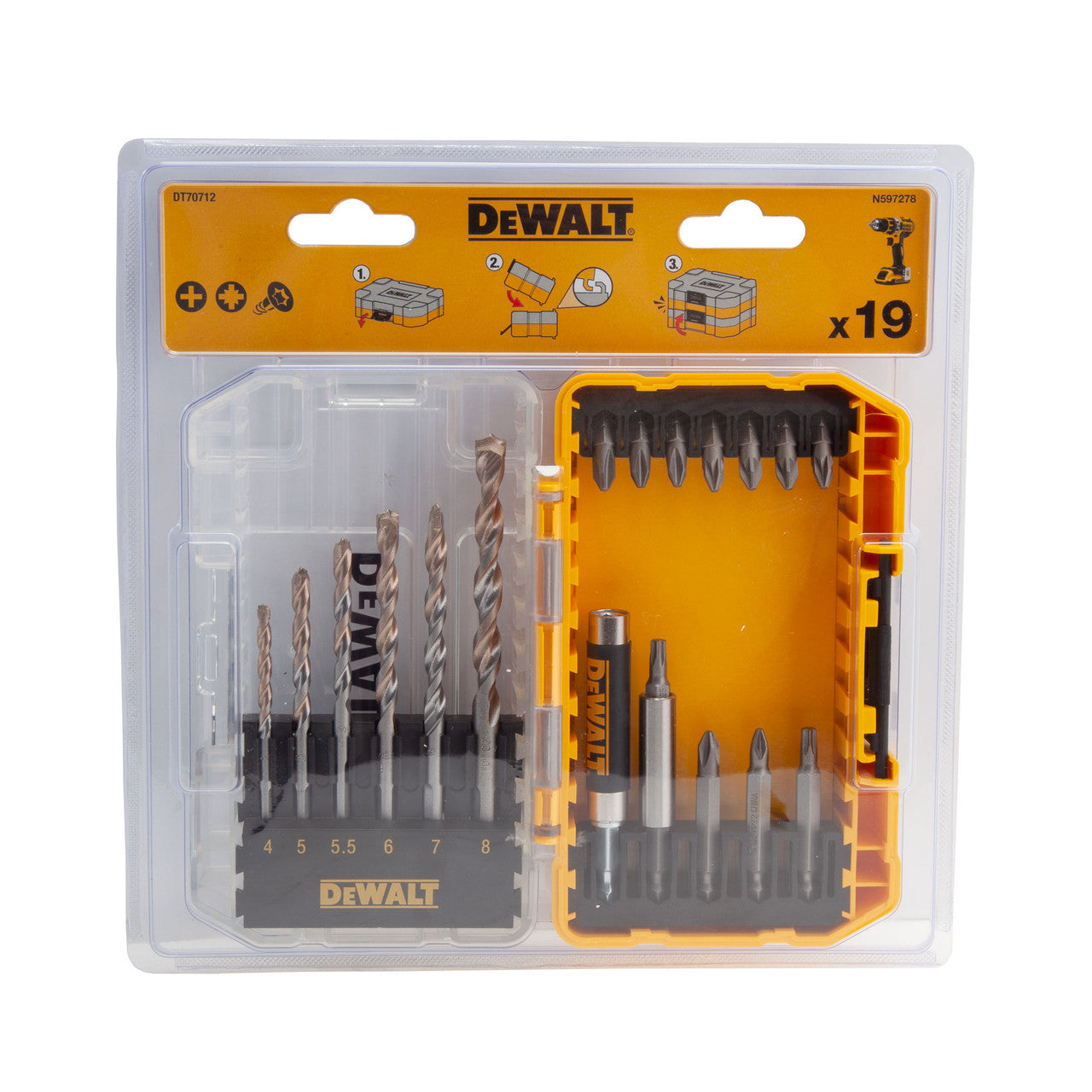 Dewalt DT70712 Extreme Screwdriver and Masonry Drill Bit Set (19 Piece)