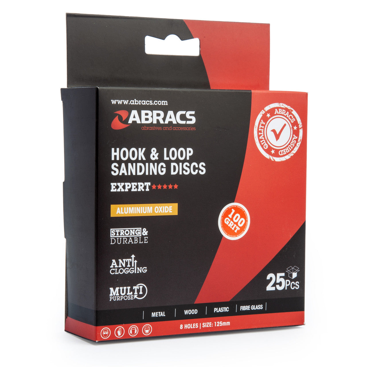 Abracs ABHL8125100 Sanding Discs 100 Grit 125mm (25 Pack)