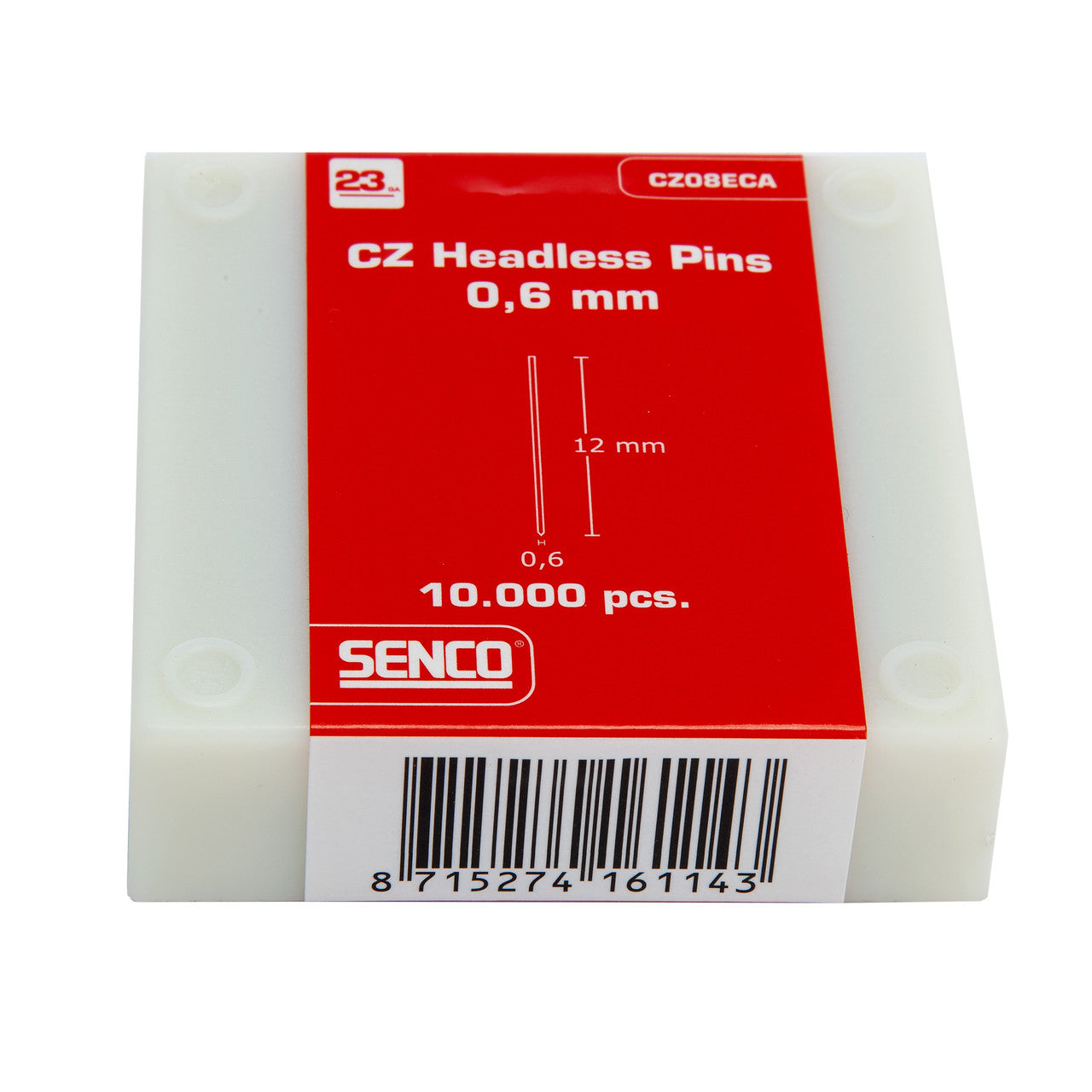 Senco CZ08ECA Galvanised Collated CZ Headless Pins 23 Gauge 0.6mm x 12mm (10,000 in Box)