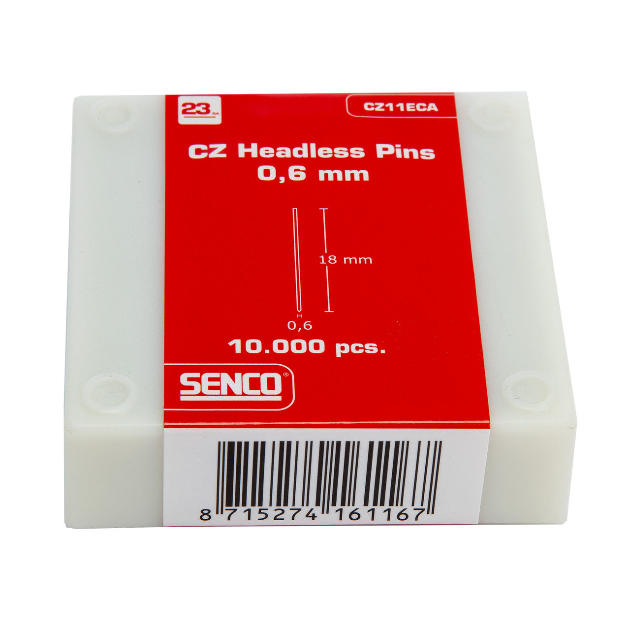 Senco CZ11ECA Galvanised Collated CZ Headless Pins 23 Gauge 0.6mm x 18mm (10,000 in Box)