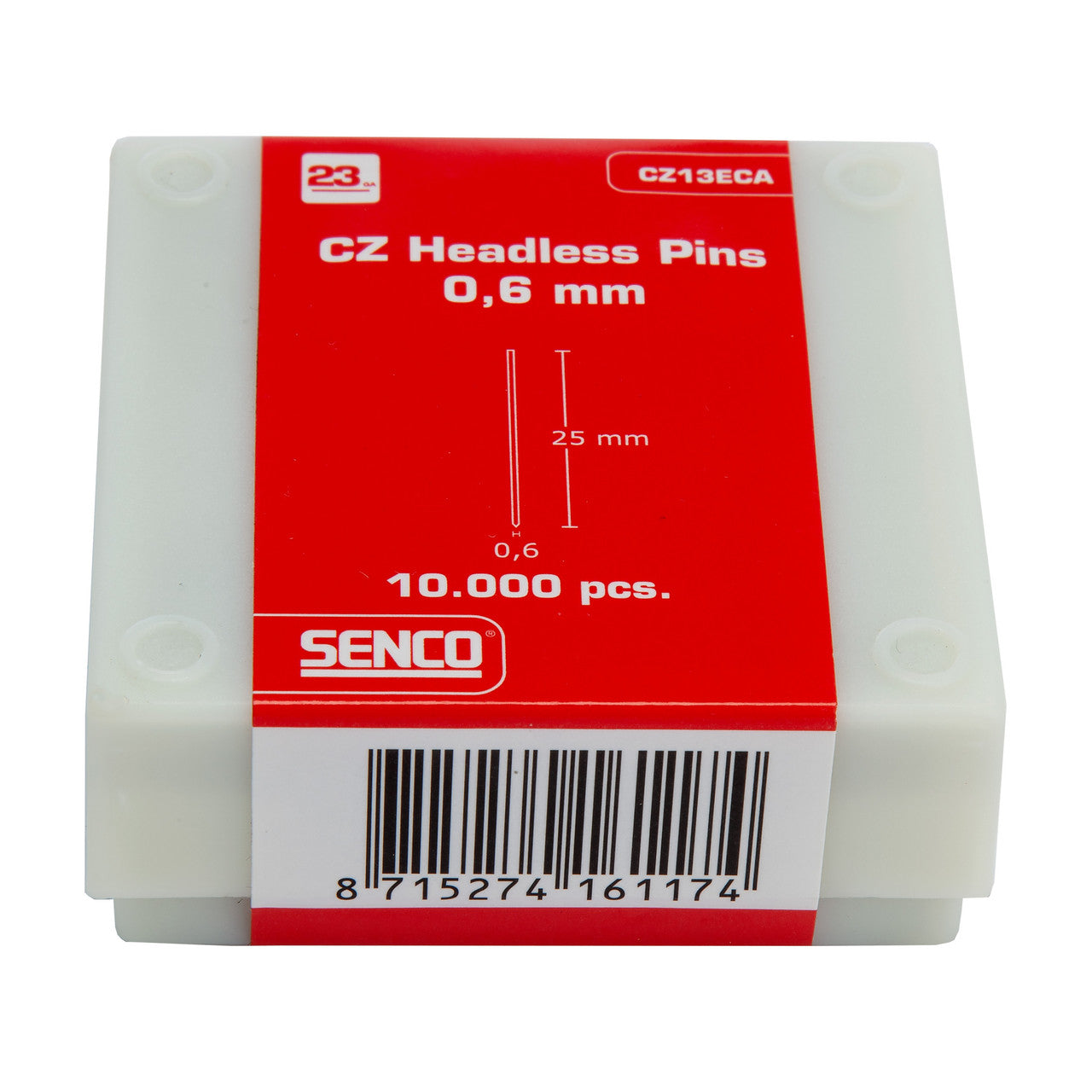 Senco CZ13ECA Galvanised Collated CZ Headless Pins 23 Gauge 0.6mm x 25mm (10,000 in Box)