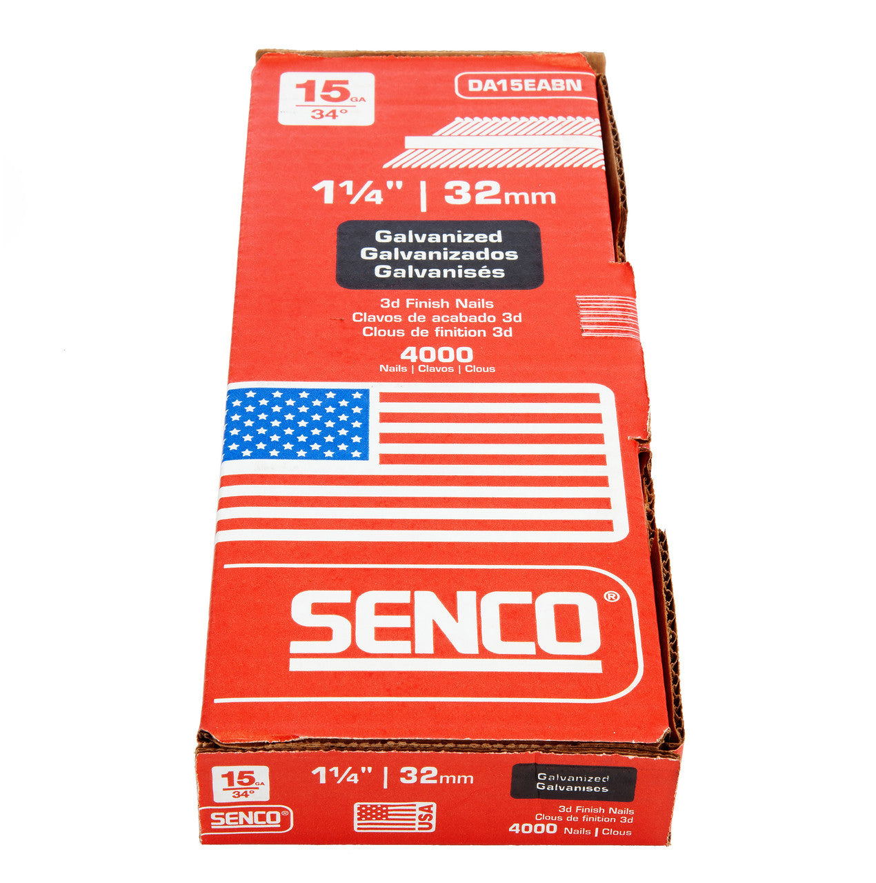 Senco DA15EABN Galvanised Collated DA Finish Nails 15 Gauge 1.8mm x 32mm (4000 in Box)