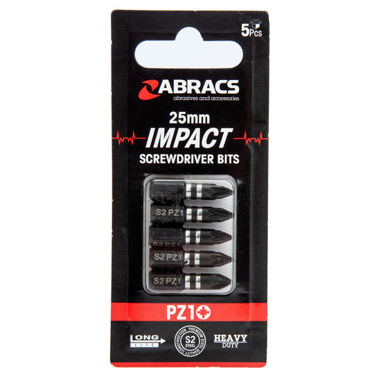 Abracs IPZ12505 PZ1 Impact Screwdriver Bits 25mm (Pack Of 5)