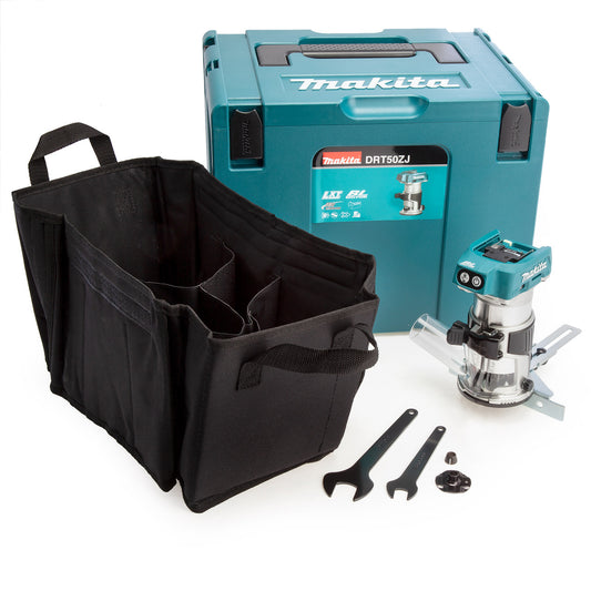 Makita DRT50ZJ 18V Brushless Router/Trimmer (Body Only) with Trimmer Base & Straight Guide in Makpac Case