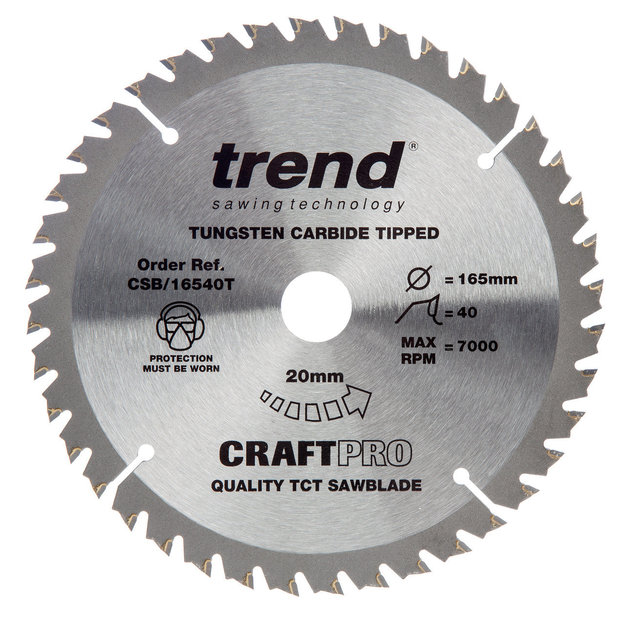 Trend CSB/16540T CraftPro Saw Blades for Wood 165 x 20mm x 40T (Pack Of 10)