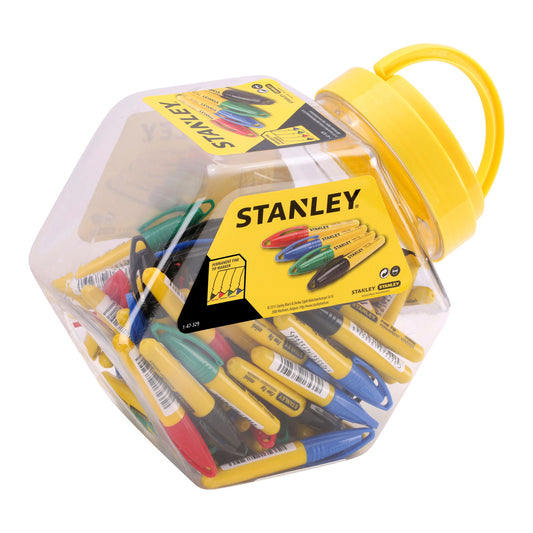 Stanley 1-47-329 Permanent Fine Tip Mini Markers Multi-Coloured (Pack Of 72) in Container