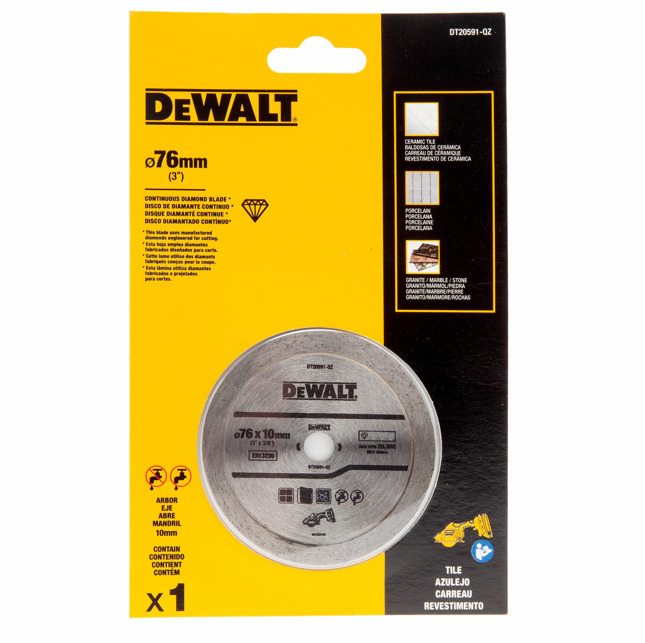 Dewalt DT20591 Diamond Wheel Continuous Tile Blade 76mm