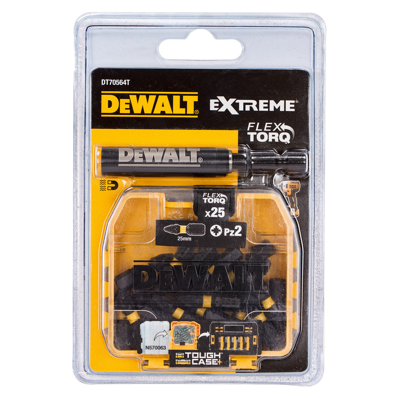 Dewalt DT70564T Extreme FLEXTORQ PZ2 Screwdriver Bits 25mm + Drive Guide (Pack of 25)