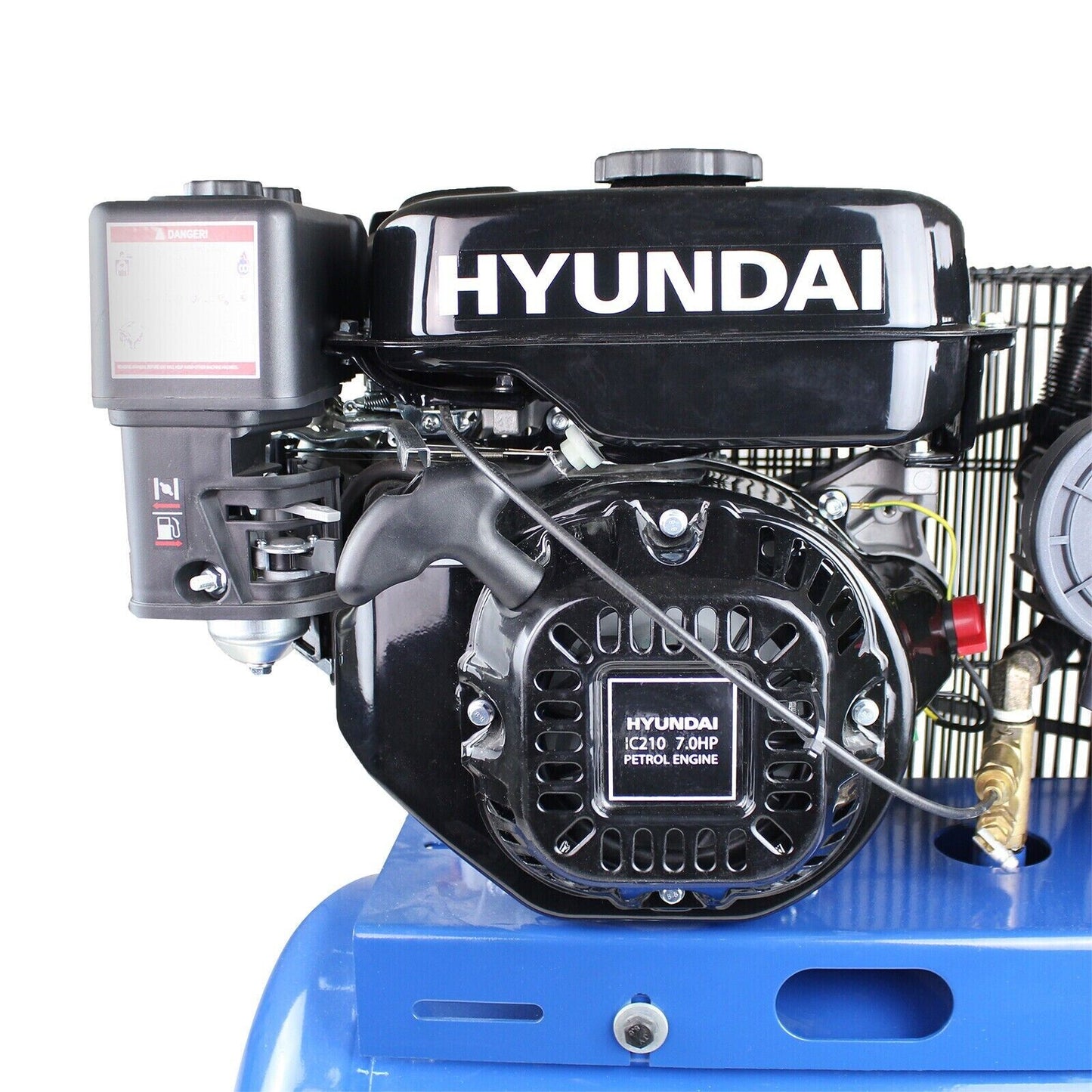 Hyundai Petrol Air Compressor, 90 ltr Portable 10.75FM 145psi 7hp HY70100P