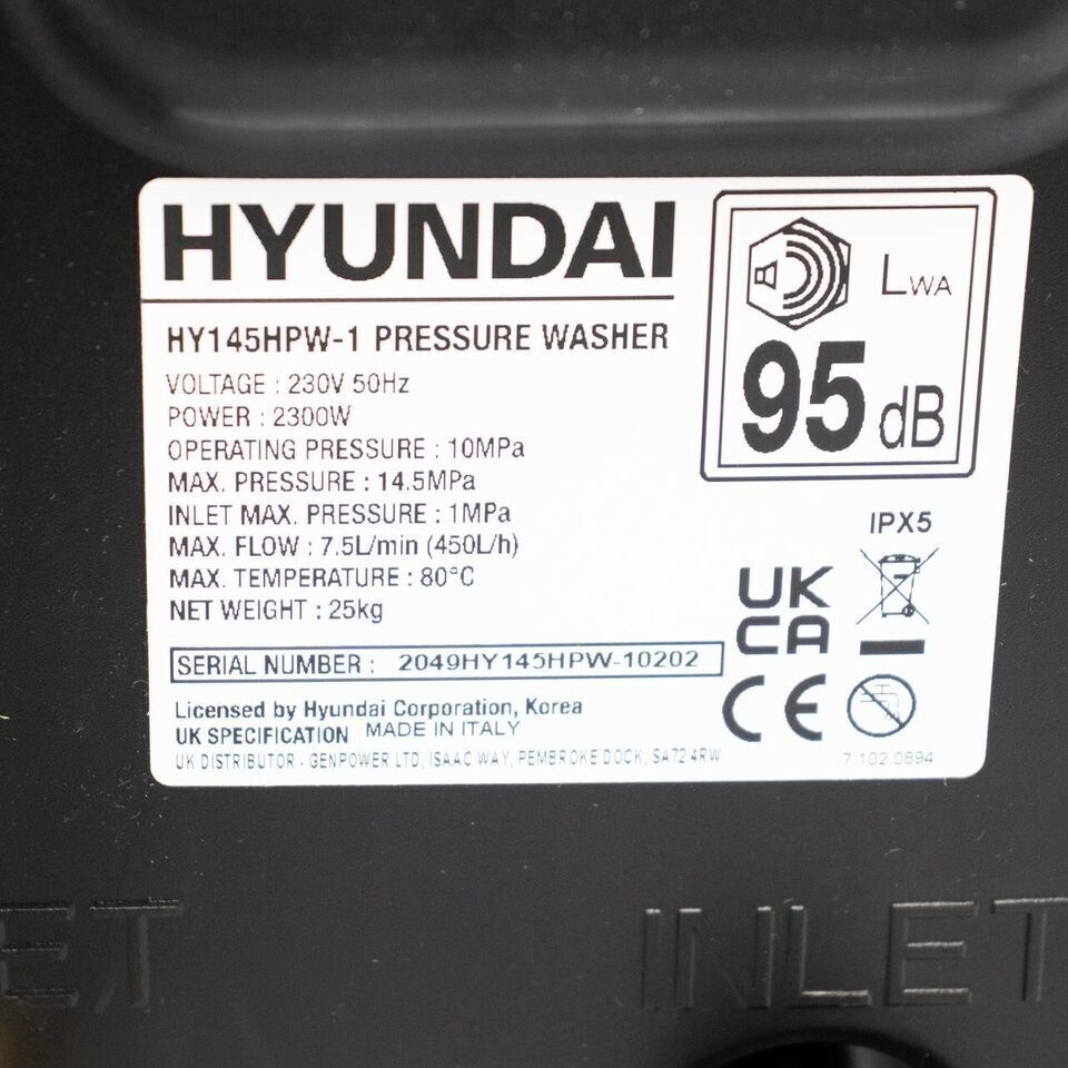 Hyundai Hot Pressure Washers 145bar - 180bar HY145HPW/HY150HPW/HY155HPW