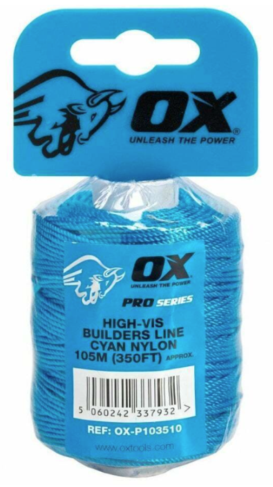 OX Tools Pro Brick Line Pins 6" 152mm - Brick Line Hi-Vis Cyan & Line Blocks