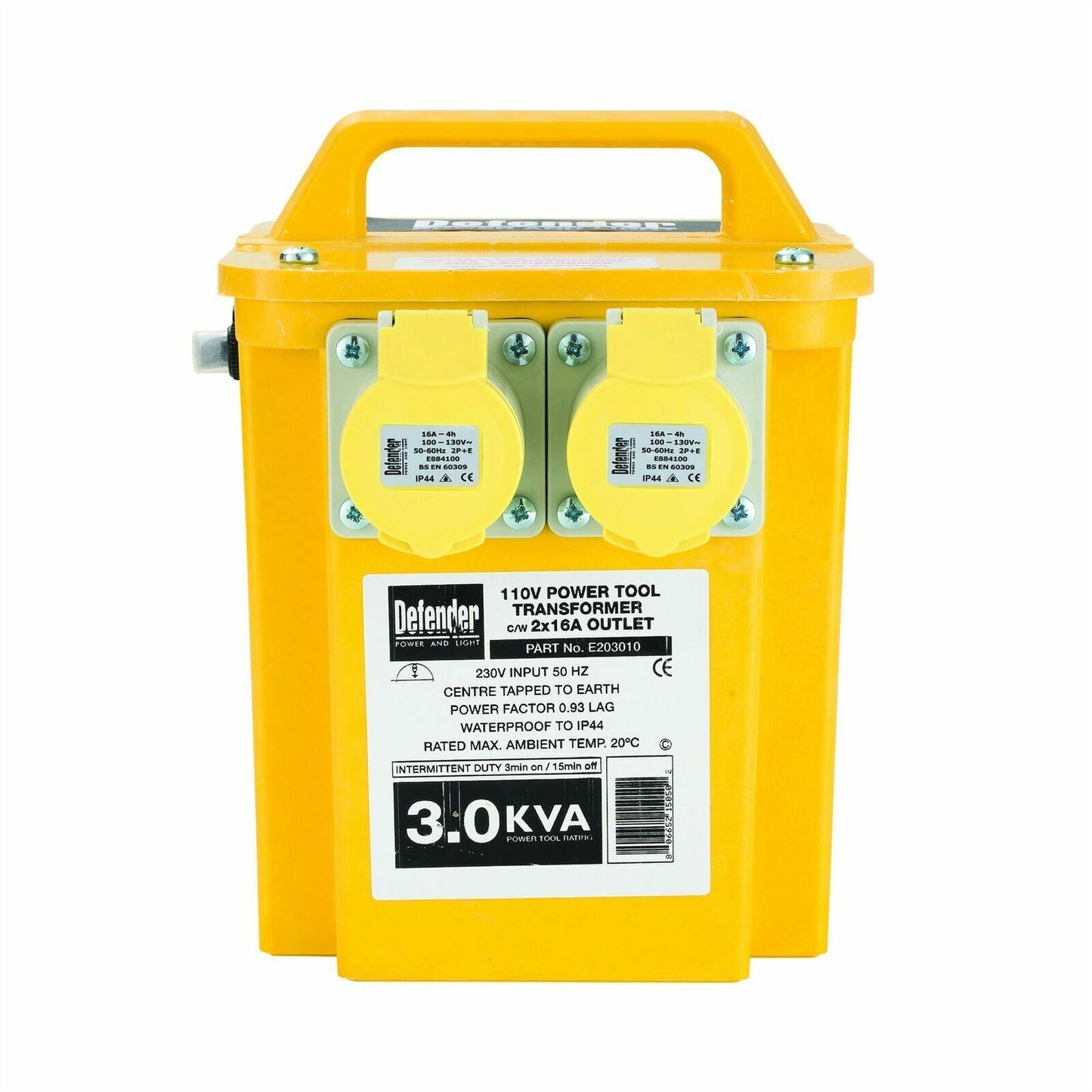 Defender 3KVA Transformer 2 x 16A 110volt Outlets - E203010