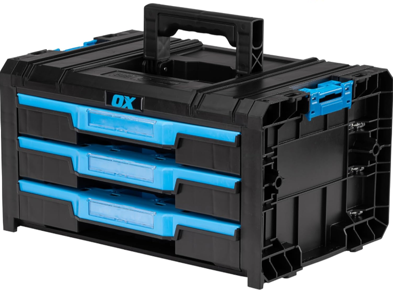 OX TOOLTREK Trade 2 or 3 Drawer Tool Box, Tool Chest With Carry Handle