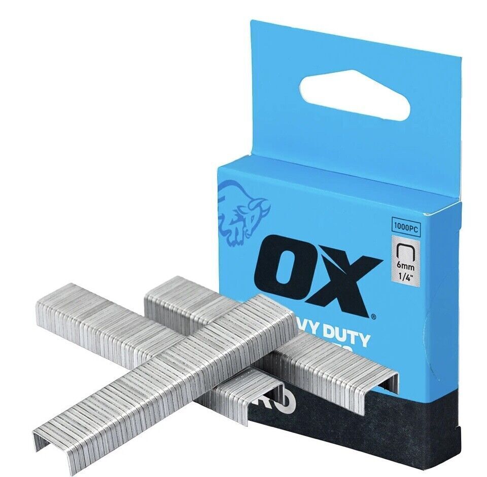 OX Stapler Hammer Tacker Staples 6mm 8mm 10mm 12mm Choose 4 in 1 Heavy Duty Pro