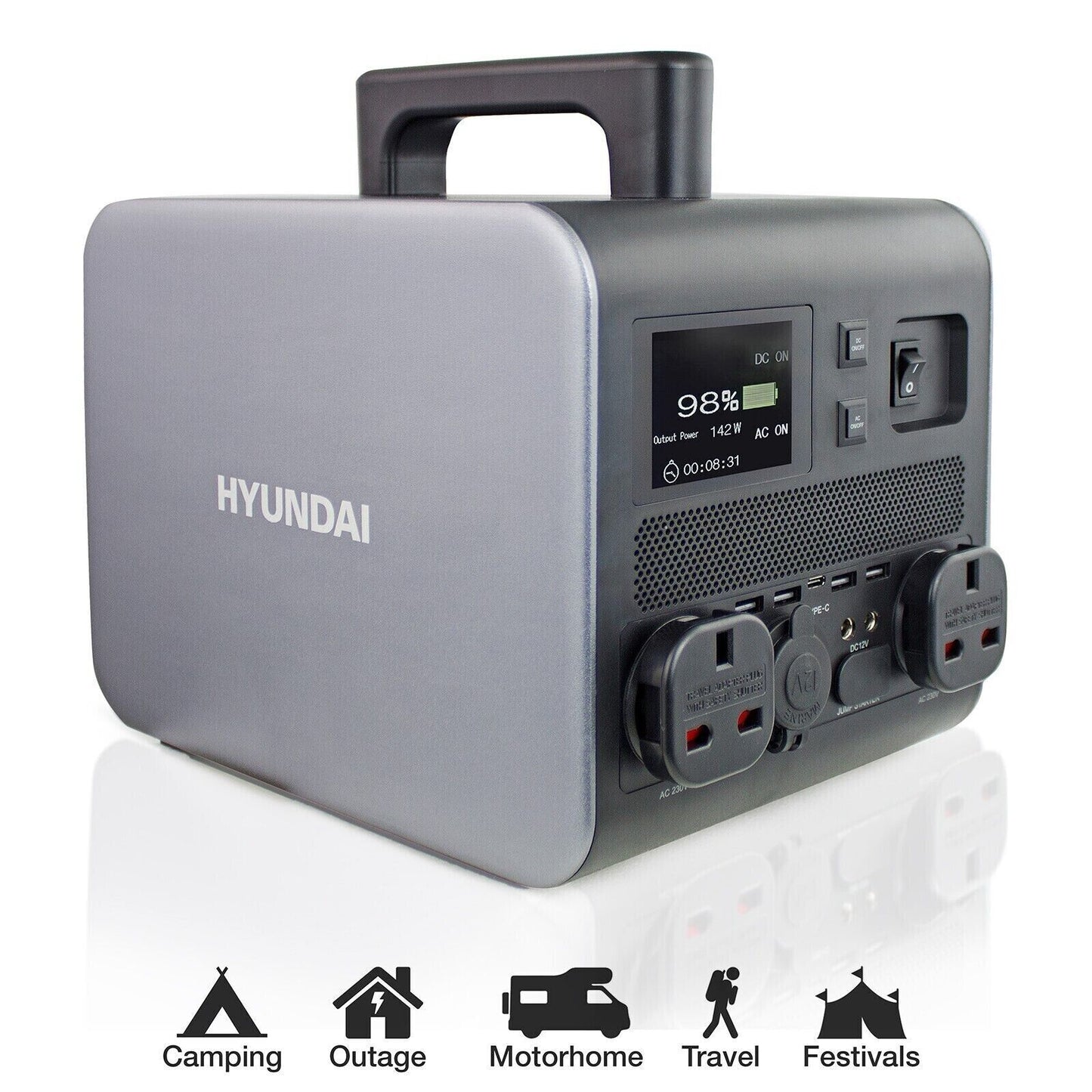 Hyundai HPS-300 Portable Power Bank Station 600w Camper Outdoor Camping Off Grid