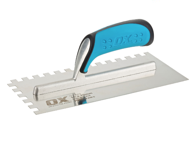 Ox Notched Stainless Steel Tiling Trowels 6mm, 8mm, 10mm, 12mm - Square Notch