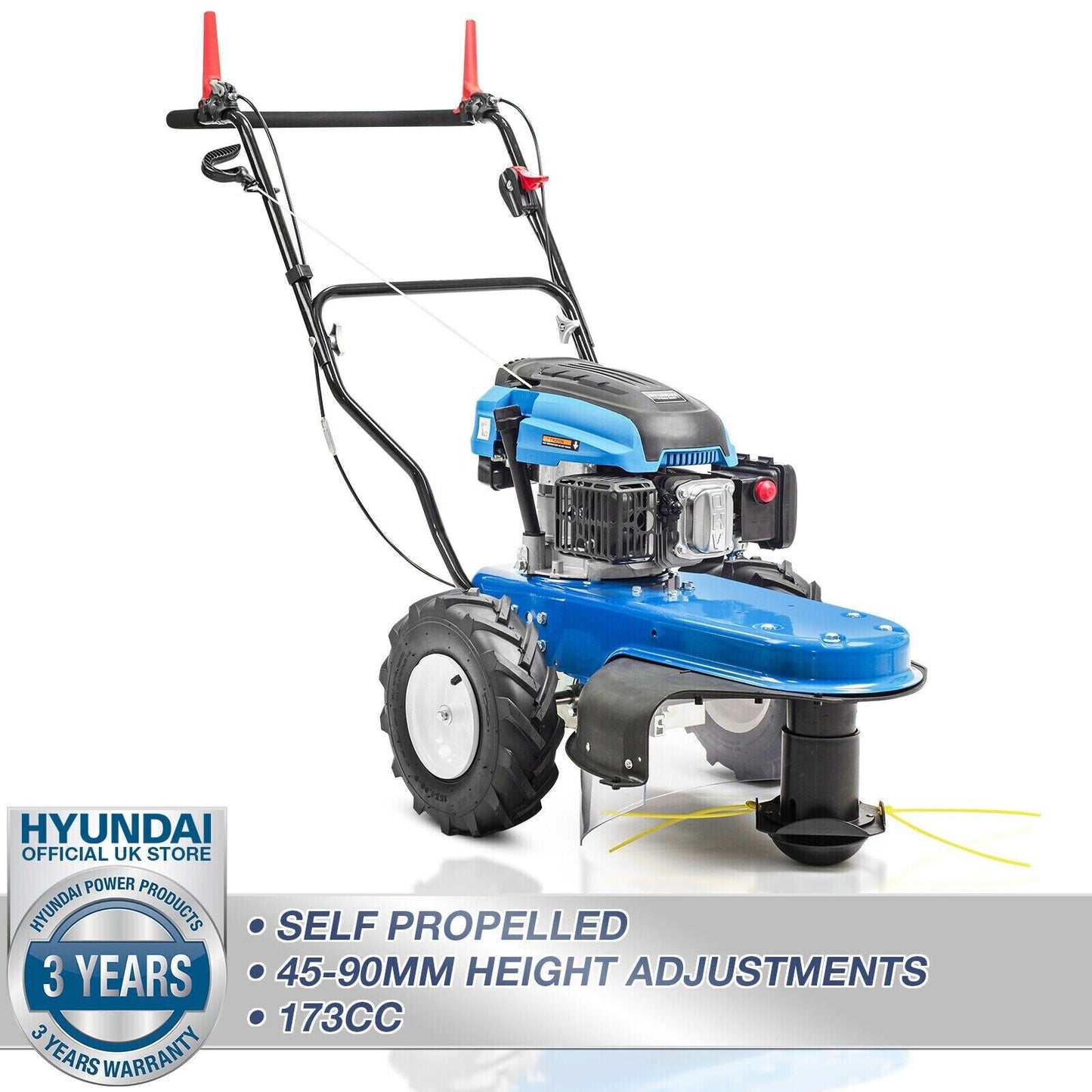 Hyundai Petrol Trimmer 5.5hp Heavy Duty Self Propelled Wheeled Garden Strimmer
