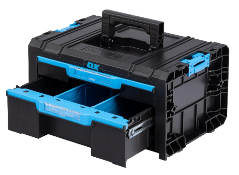 OX TOOLTREK Trade 2 or 3 Drawer Tool Box, Tool Chest With Carry Handle