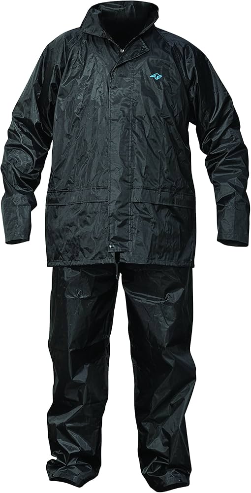 OX Rain Jacket and Waterproof Trousers Black 2 Piece Rain Suit