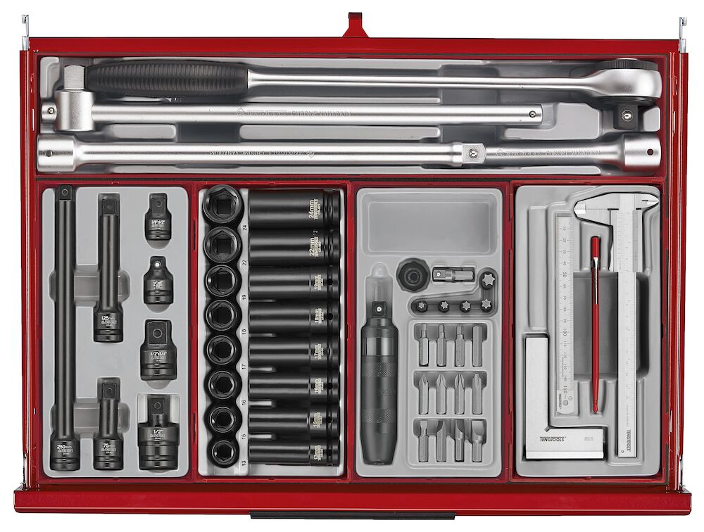 Teng Tools TKW53R615T  53" PRO35™ Roller Cabinet Tool Kit 615 Pieces Red