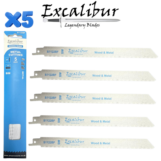 5 x Excalibur Reciprocating Sabre Saw Blades for Wood & Plastic