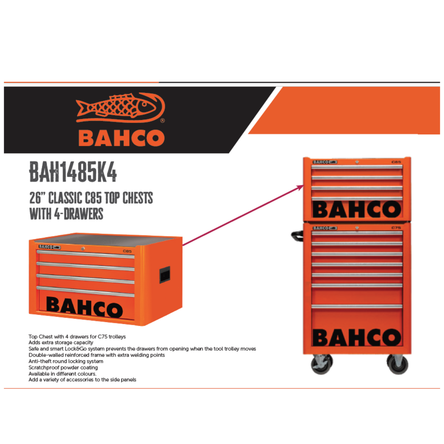 Bahco BAH1485K4 26” Classic C85 Top Chests with 4-Drawers