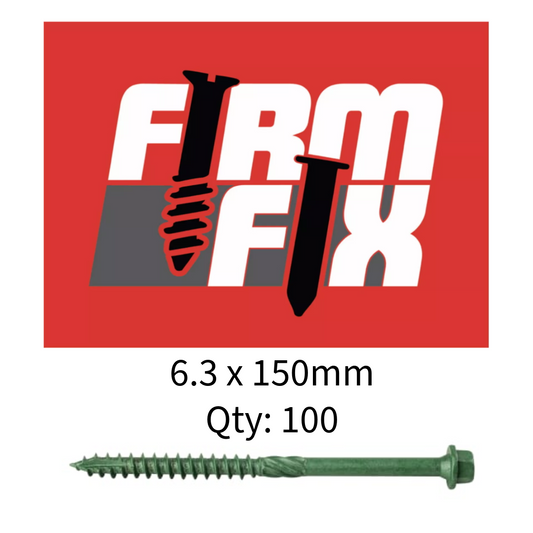 Hex Head IN-DEX Timber Wood Framing Landscaping Screw 6.3 x 150mm box of 100