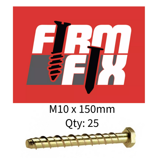 M10 x 150mm Concrete Bolt, Thunder Bolt Hex Head Self Tapping Box of 25