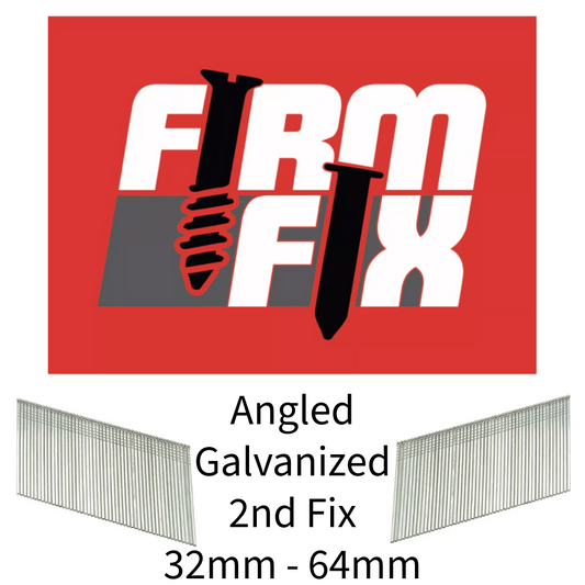 Angled Galvanized 2nd Fix Brad Pins 16 Gauge 32mm - 64mm Box of 2,000 With or Without Fuel Cells