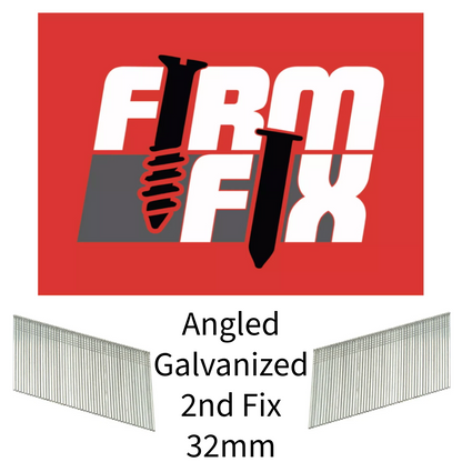 Angled Galvanized 2nd Fix Brad Pins 16 Gauge 32mm - 64mm Box of 2,000 With or Without Fuel Cells