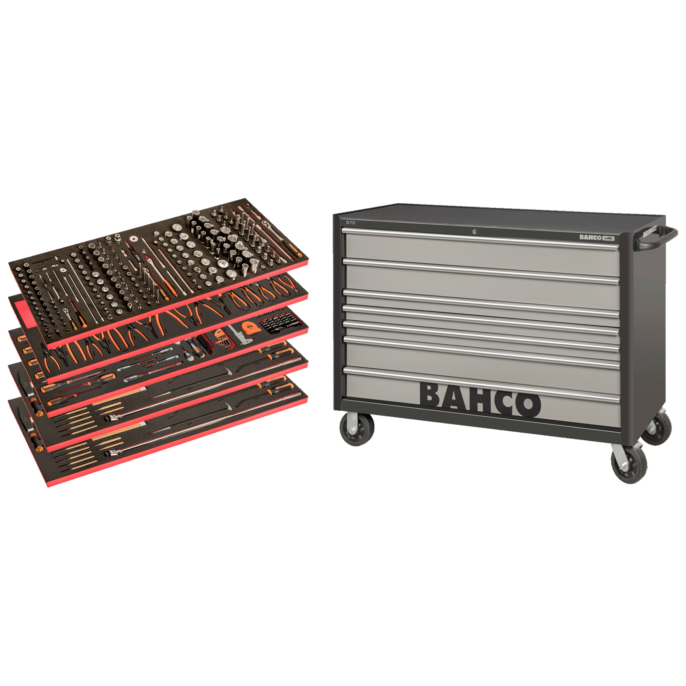 Bahco BAHXXL Tool Trolley With 488 Piece Tools on Wheels 5 Drawers