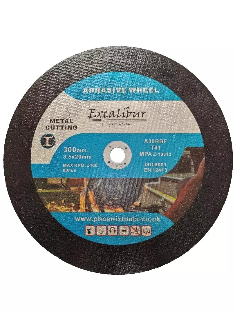 12'' Metal Cutting Discs 300mm x 3.5 x 20mm Excalibur Blades Cut Off Disc Wheel x5