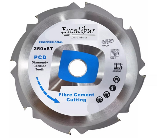 EXCALIBUR PCD Blade Fibre Cement Saw Blade 250mm x 30mm 8T - Polycrystalline