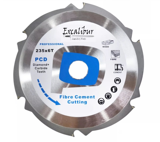 EXCALIBUR PCD Blade Fibre Cement Saw Blade 235mm x 30mm 6T - Polycrystalline