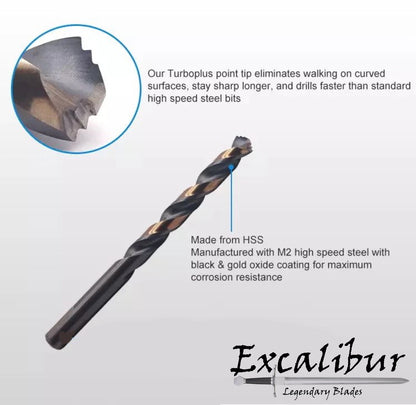 Excalibur Extreme Turboplus HSS M2 Precision Ground Cobalt Metal Drill Bits 3mm - 13mm