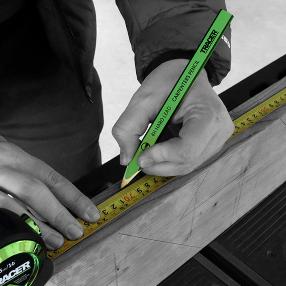 Tracer 4H Carpenters Pencils x 12 Pack with Sharpener In Box