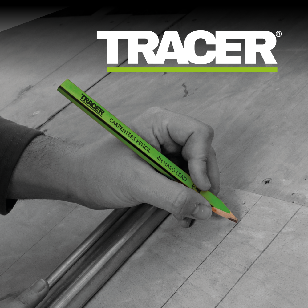 Tracer 4H Carpenters Pencils x 12 Pack with Sharpener In Box
