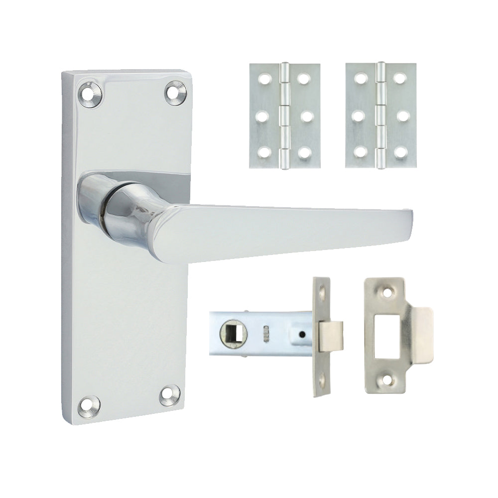 Victorian Straight Latch Door Pack - Polished Chrome