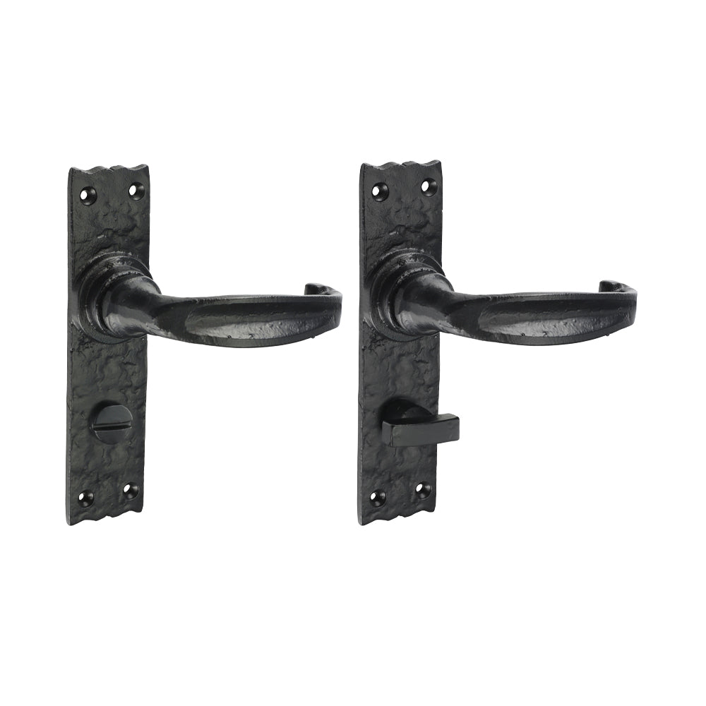 Narrow Style Bathroom Lock Handles - Antique Black