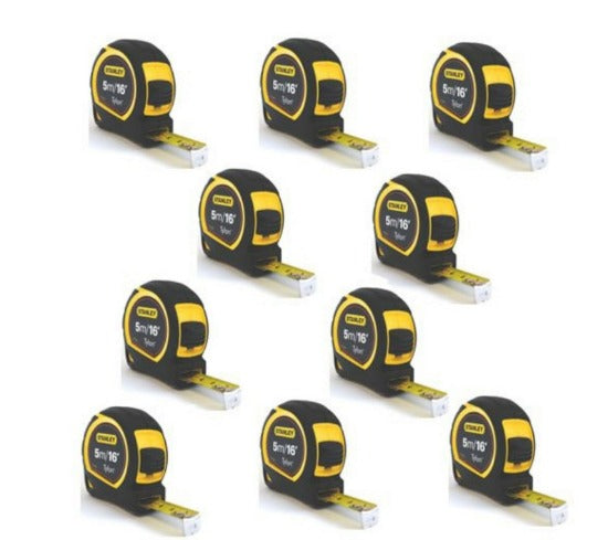 Stanley 130696 *10 PACK* 5mt/16ft Tylon Tape Measure Bi-Material