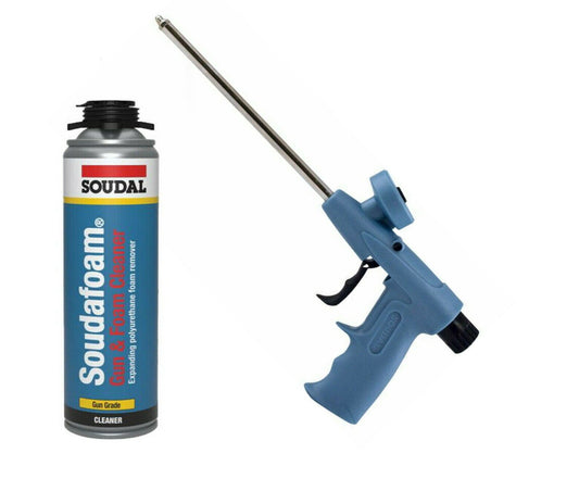 SOUDAL Professional PU Expanding Foam Gun Applicator & Soudafoam Cleaner 500ml